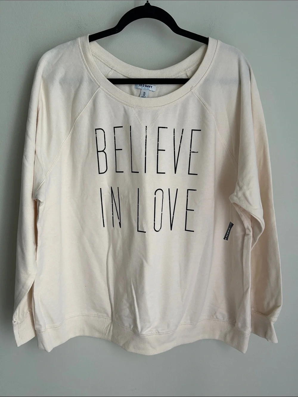 Old Navy Cream Pullover with Black Graphic